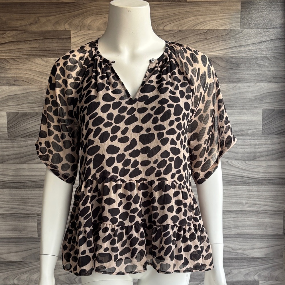 Leopard Print V-Neck Women's Top
